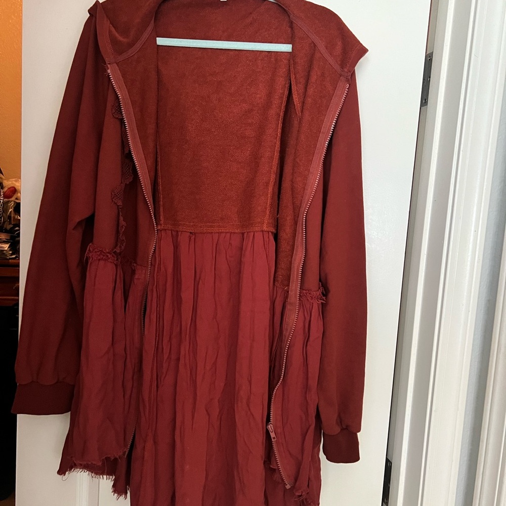 Gimmicks by BKE Red Wrap Tie Front Long Sleeve Dress
